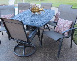 Patio table, chairs