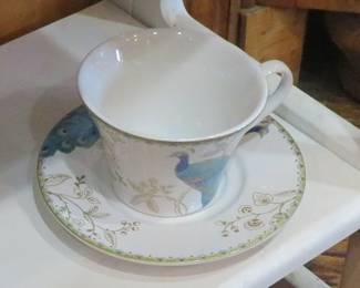 Peacock cup and saucer