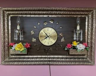 MCM framed clock art. Lights up. 