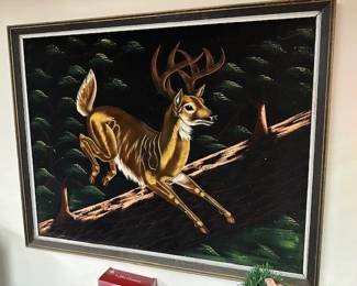 MCM velvet painting. Framed. 