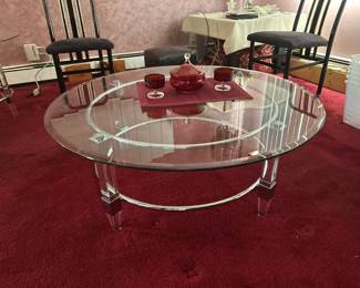 Lucite Glass Top Coffee Table