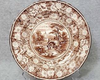 BS035 Vintage English Ironstone Brown Transferware Platter