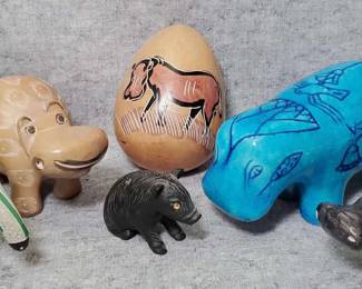 MB093 Hippos, Zebra, Hog Figurines