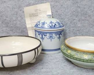 MB106 Porcelain Bowls And Pomade Pot Lenox, Limoges. Mennecy Repro