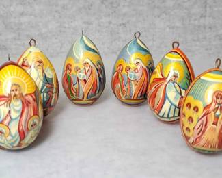 BS018 Russian Orthodox Easter Resurrection Depiction Egg Ornaments