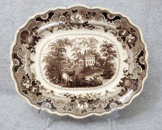 BS025 Antique Thayer Dean Brown Transferware Platter