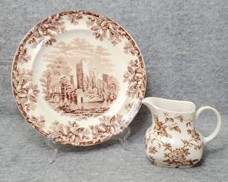 BS022 Brown English Ironstone Transferware Meakin, Copeland