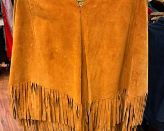 brushed leather poncho