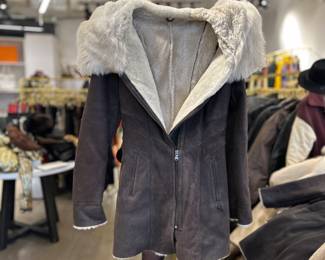 shearling with cape hood