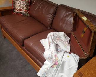 Stickley sofa - Needlepoint pillow - linens