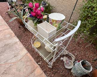 TEA TROLLEY/GARDEN CART, POTS, LIVE PLANTS
