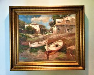 Patrick Collins (British 19th c)      "Shoreline Road"  Oil on Canvas