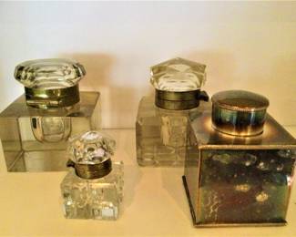 Art Deco Glass Insert Ink Wells