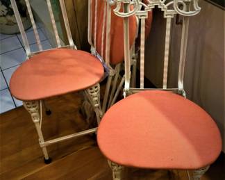 4 1920s  Antique Cast Iron Seahorse and Seashell Chairs