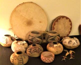 Hand Painted Native Decorative Gourd Bowl Collection