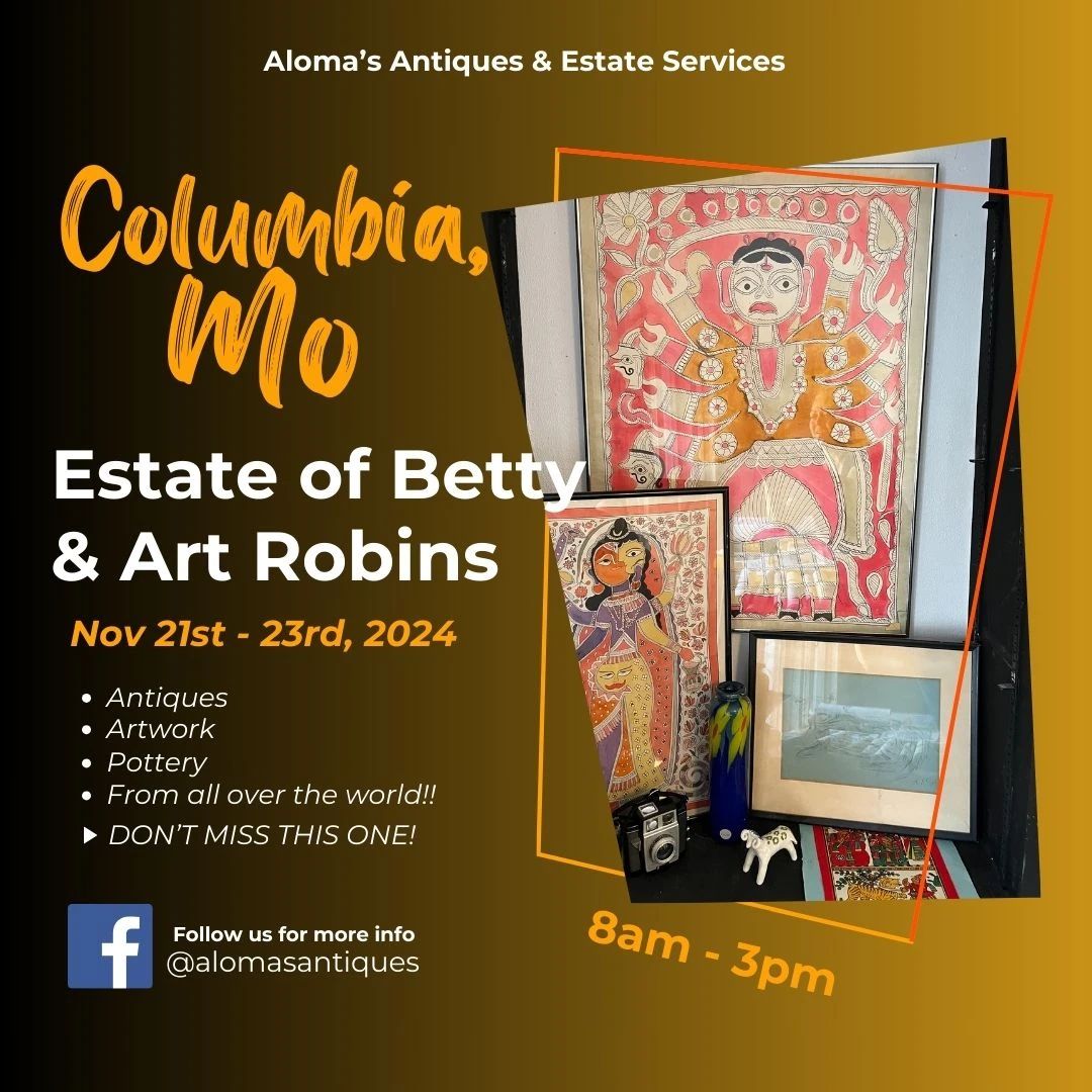 Check out this once in a lifetime sale! The estate of Betty & Art Robins in Columbia, MO featuring unique & rare antiquities from all over the world. 