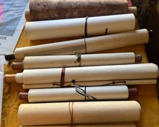 Chinese silk painted scrolls
