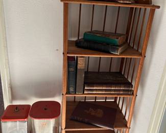 Antique oak bookcase, vintage gumball dispensers, antique books - lots from the 1800's!! 