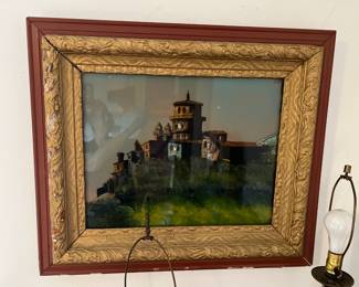 antique Heidelberg Castle reverse painting