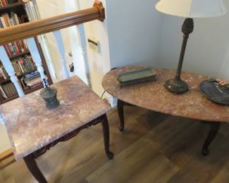Beautiful marble top end table and coffee table (one small top table not shown)
