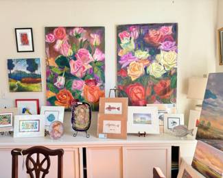 Large floral paintings are original artwork