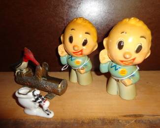 Meet Vintage Lennie Lennox S & P Shakers. Created in the 1950's as an advertisement  give away for Lennox Furnace Dealers.  Who knew???