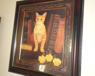 Bombay Company "Library Cat" framed Art