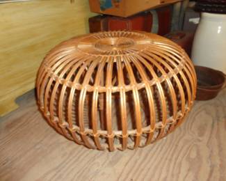 Mid Century Rattan Pouf Stool Ottoman by Franco Albini