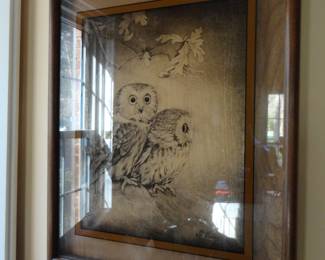 Dennis Curry Owls Print on Glass MCM for sure!