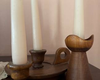 wooden candle holders