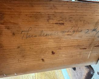 exterior of inside drawer of apothecary cabinet