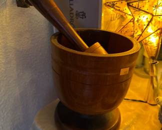 Beautiful burled walnut very large mortar and pestle antique