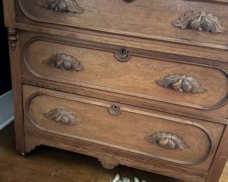 walnut small chest with mustache pull handle s