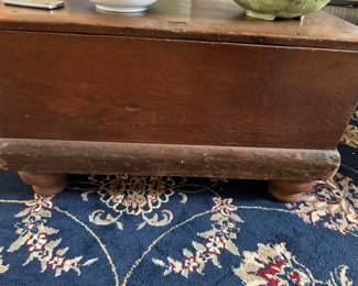 small hand planed victorian hinged box with bun feet