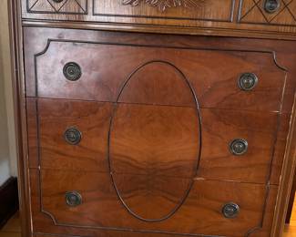 #1940's ornate burled walnut dresser