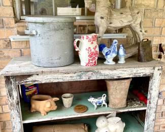 Adorable Primitive Shelf with Tin on Sides