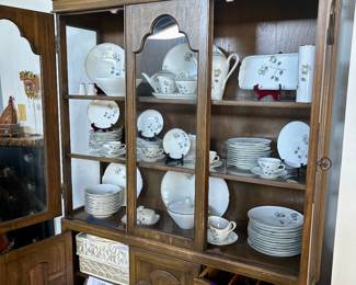 Beautiful china set and cabinet. 