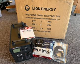 “Patriot Supply” solar panel and generator. 