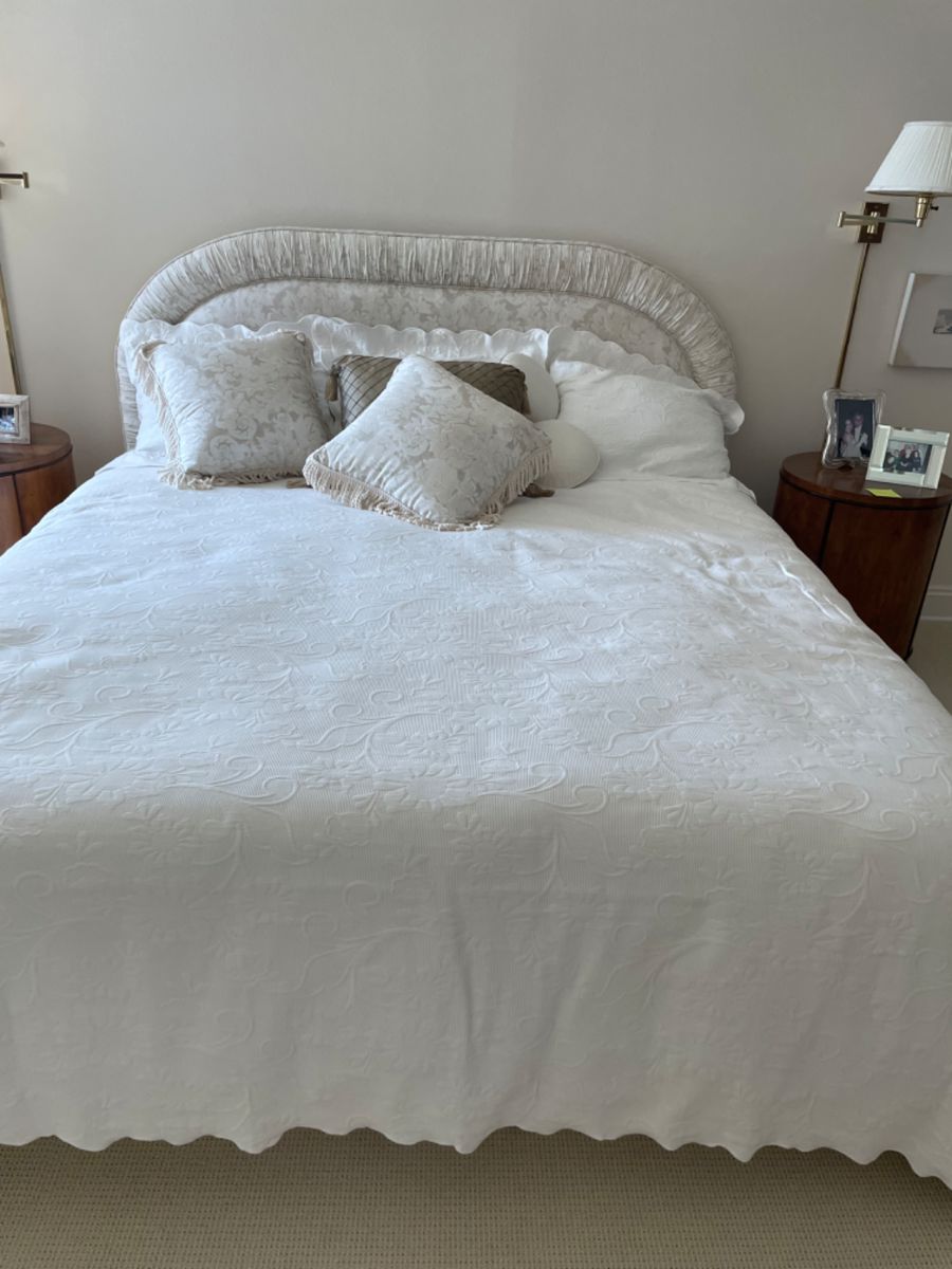 King bed with upholstered headboard -M/B like new (not used). $500