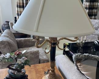 Decorator quality bronze lamps with silk shades $200 each 