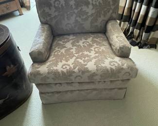 Four (4) custom upholstered club chairs with velvet burned out upholstery. $250. Each 