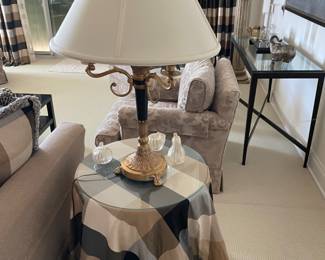 Decorator quality bronze lamps with silk shades $200 each 