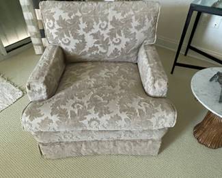 Four (4) custom upholstered club chairs with velvet burned out upholstery. $250. Each 