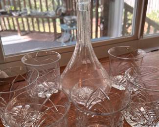 Cut Crystal  Decanter 
Cut Glass Whiskey/Bourbon Glasses