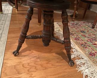 Antique Piano seat with Glass Ball & Claw Feet