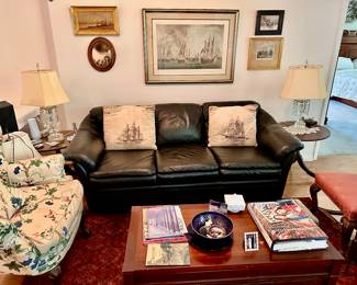 Nice Leather sofa
Wing Chairs Solid Walnut Table