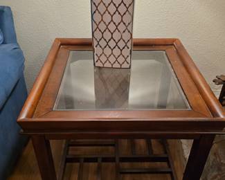 Wooden Glass Top Side Table - We have 2