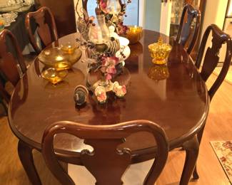 Mahogany Dining Table with 6 Chairs and 2 Leaves- Great for Thanksgiving Dinner
