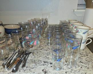 Poppies on Blue Lenox Glasses