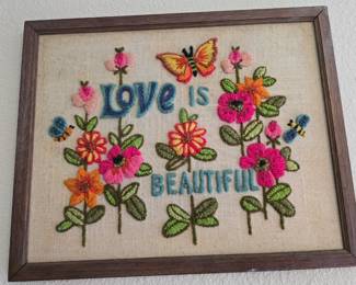 "Love is Beautiful" Hand Embroidery Picture